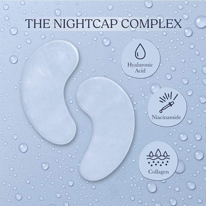 Nightcap Under Eye Patches – Cooling Hydrogel Eye Masks for Puffy Eyes, Dark Circles & Tired Skin – Collagen, Hyaluronic Acid, Niacinimide– 24 Pair Set