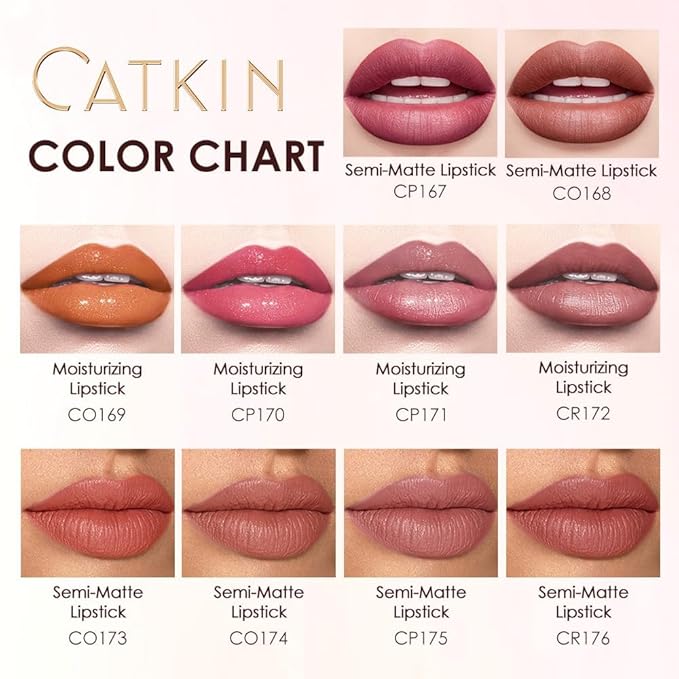 Catkin Moist Lipstick Hydrating High Impact Color Infused with Vitamin E and Avocado Oil Smooth Soft Texture Long Lasting Glow Finish 172