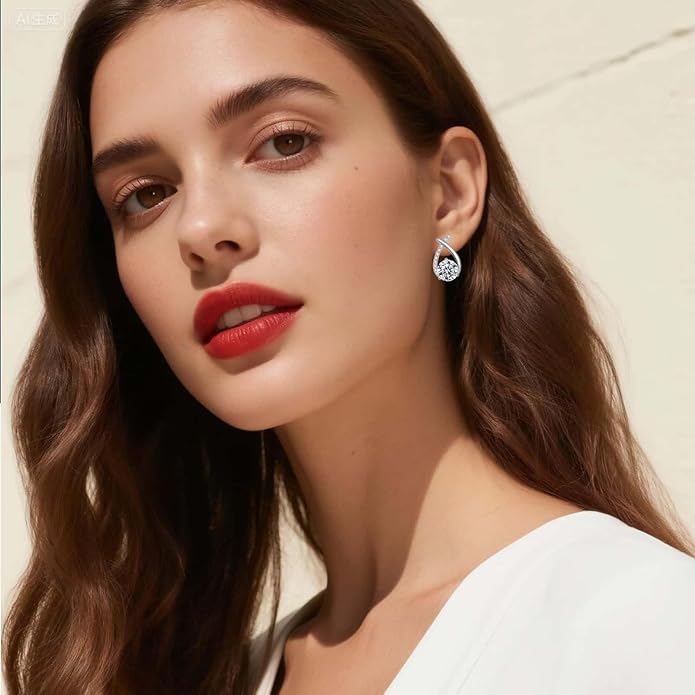 Tunzug Moissanite Stud Earrings D Color VVS1 Moissanite Earrings 925 Sterling Silver 18K Gold Plated Friction Flat Bottom Mermaid Tail Earrings for Women