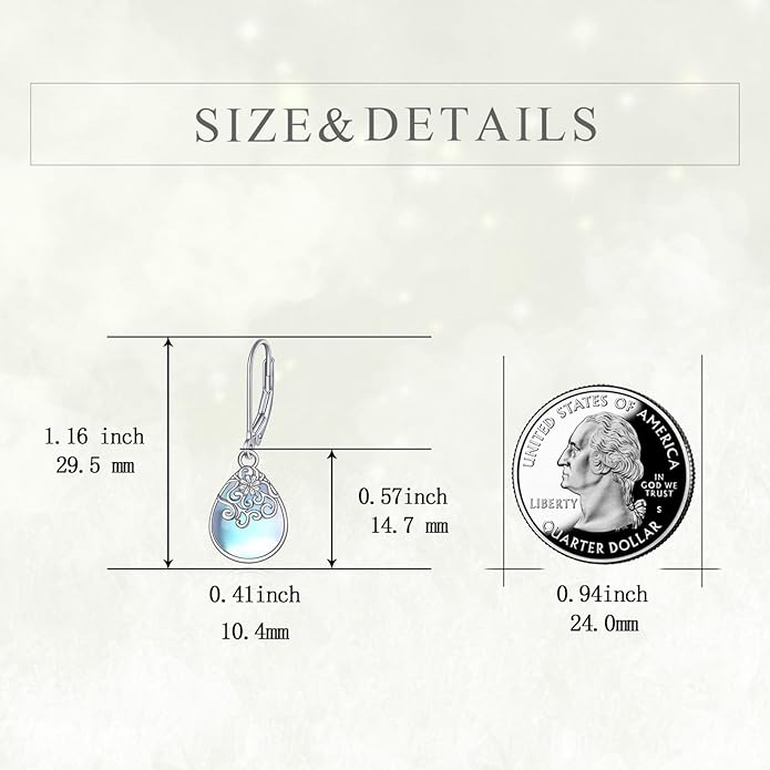 POPLYKE Celtic Filigree Teardrop Drop Dangle Earrings Sterling Silver Leverback Earrings Jewelry for Women