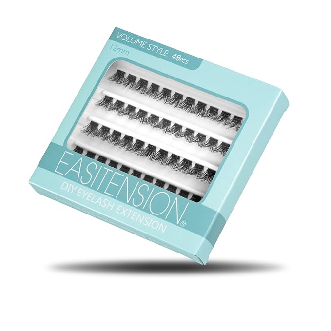 DIY Eyelash Extension, 3D Effect Glue Bonded Band Individual Lash 48 Clusters Volume Lashes Set, Home Eyelash Extension, C curl Lashes Pack 10MM-Volume-48 Clusters