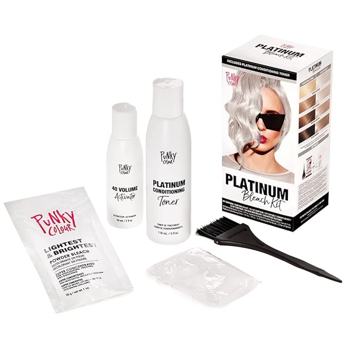 Punky Hair Dye Platinum Blonde Hair Bleach Kit - At-Home All-in-One Hair Lightening & Hair Dye for Women, 5 pcs