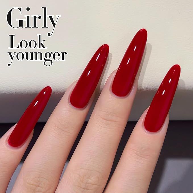 Double Rhythm Gel Polish 15ML Jelly Sheer Pastel Light Milky Color Pearl White Bottle 1 PC 0.5 OZ Full Size Nail Art Salon at Home (Cherry Red-D1489)