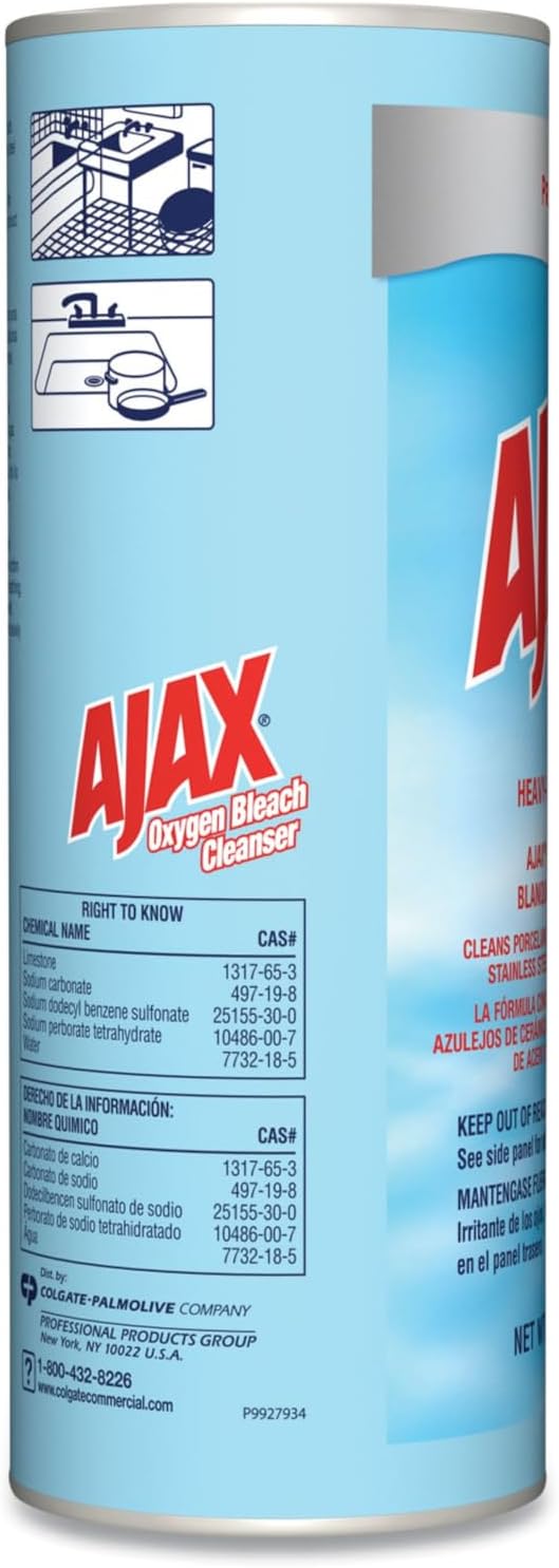Ajax Professional Heavy Duty Oxygen Bleach Powder Cleanser 21 Oz (Pack of 2) bundled with Micro Fiber Cloth