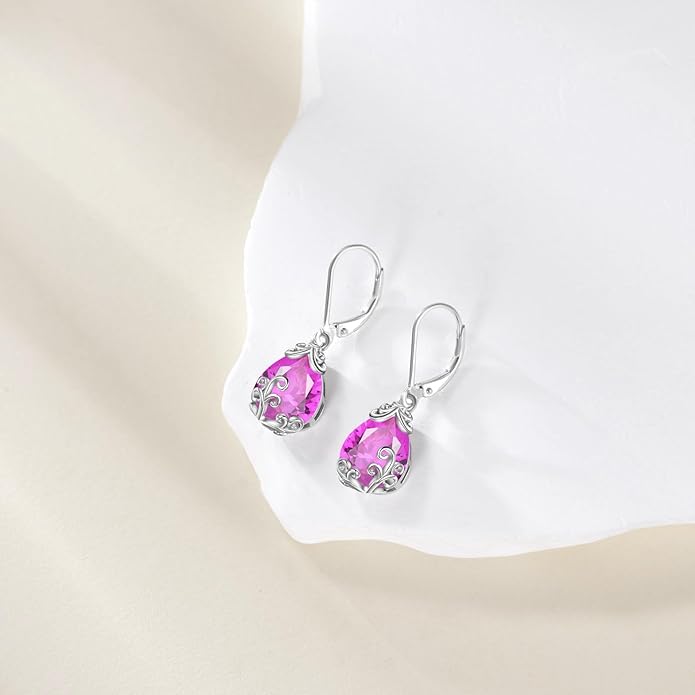POPLYKE Celtic Filigree Teardrop Drop Dangle Earrings Sterling Silver Leverback Earrings Jewelry for Women