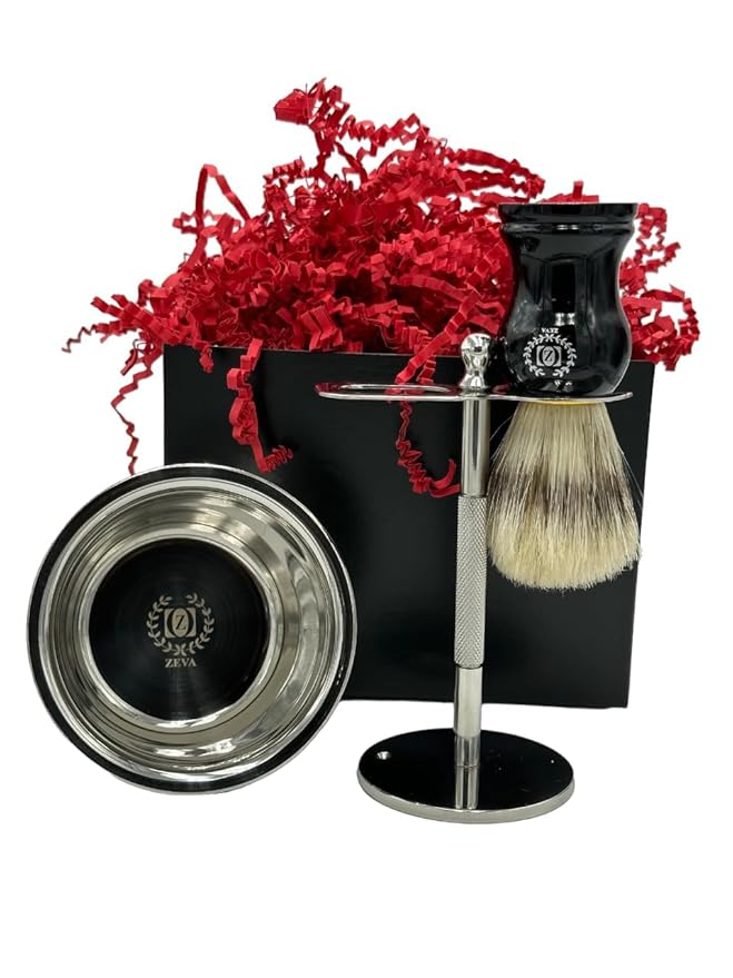 Men's Shaving Gift Set Vintage Army Wet Shaving - 6 Pcs | Kit de Afeitado de Lujo para Hombres, Stainless Steel Shavette Razor & Stand, Sensitive Skin Soap & 100 Blades