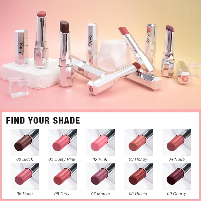 Kaely 2Pcs Honey Lipstick Tinted Lip Balm, Hydrating Shine Lipstick for Women Dry Lips, Moisturizing Nourishing Glossy Lip Gloss Stain Makeup, Sheer Lightweight, Vegan, 05 Rose+06 Girly