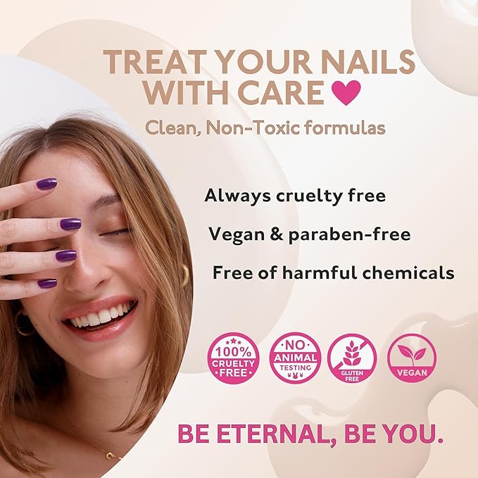 Eternal Purple Nail Polish Set for Women (HOLA BONITA) - Light Pink Nail Polish Set for Girls - Lasting & Quick Dry Fingernail Polish Kit for Home DIY Mani Pedi - Made in USA, 13.5mL (Set of 4)