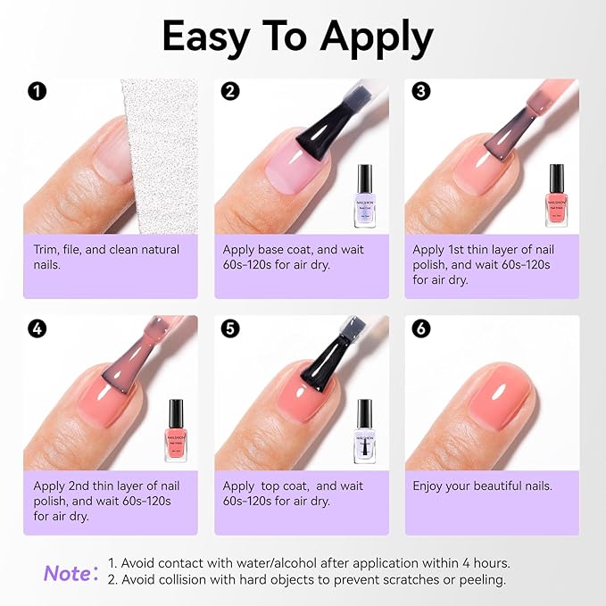 Nailshion Clear Base Top Coat Anti-UV, 2PCS Calcium & VE Base Nail Strengthener High Shine Top Coat, Chip Resistant Quick Air Dry, Protects Color & Nails Prevents Discoloration Women Gift