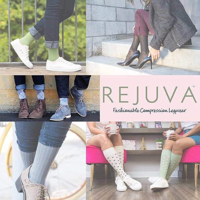 Rejuva Motley Stripe 15-20 mmHg Graduated Compression Socks for Women & Men