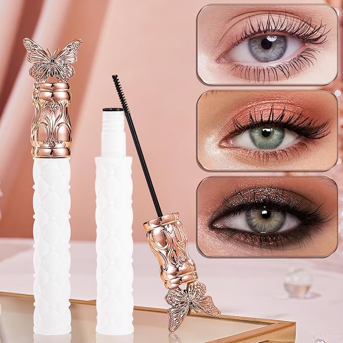 Filterseed Mascara - Fine Brush Black Mascara, Waterproof, Smudge-Proof, Clump-Proof, For Tiny and Lower Eyelashes (2PCS)