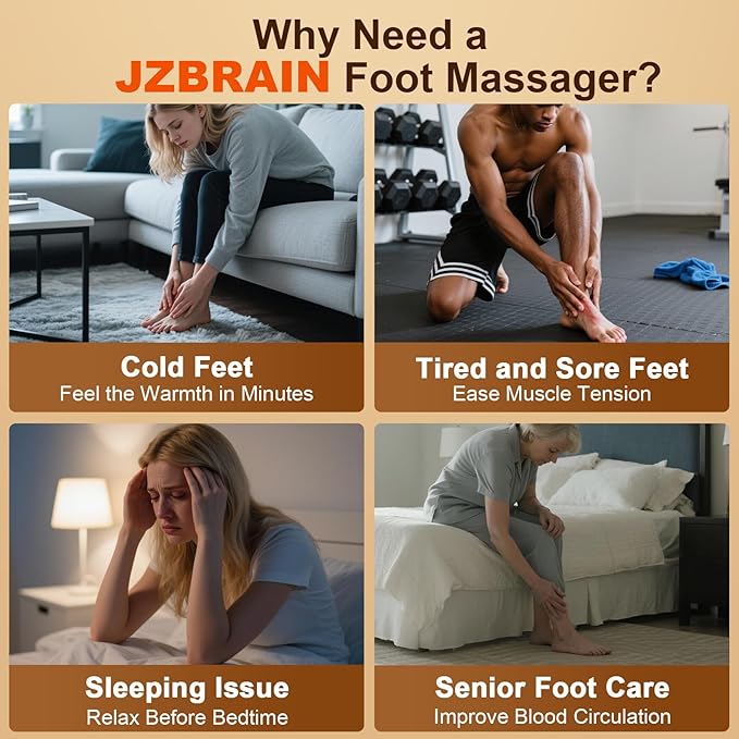 JZBRAIN Shiatsu Foot Massager Machine with Heat : Deep Kneading Foot Massager with Vibration & Compression for Plantar Fasciitis & Neuropathy - for Women & Men,Relax for Home Office Use