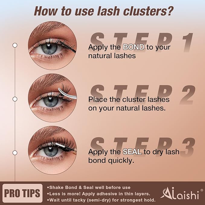 Lash Clusters Kit, DIY Cluster Eyelash Extensions 14‑20mm, 200D, 120pcs Fluffy D Curl Natural Lashes with Bond & Seal,Tweezers–Fake Cat Eye Individual Clusters