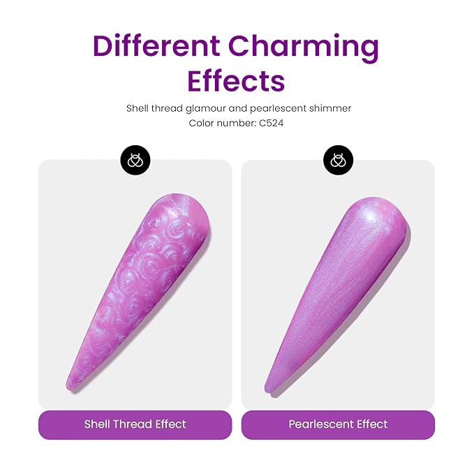 Beetles Hot Pink Gel Nail Polish Set, 6 Colors Glitter Gel Nail Polish Kit Pink Purple Black Shimmer Soak Off Uv Dreamy Swirl Thread Effect DIY Manicure Valentines Gift for Women