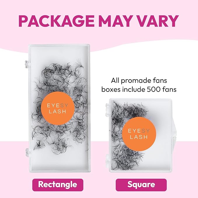 Eyesy Lash 500 Promade Fans - Volume Premade Lash Fans for Eyelash Extensions Pointy Base Handmade Loose Pre Made Eyelashes Middle Stem Soft and Lightweight (12D 0.03 CC 14mm)