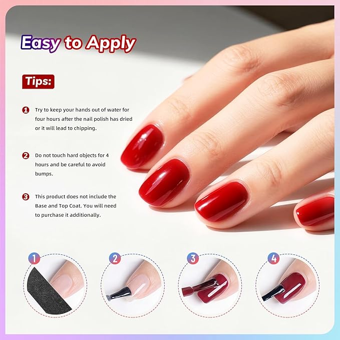 OpenLive 10ml Nail Polish Set 6 Colors Black White Red Deep Blue Dark Green Deep Purple All Seasons Neutral Color Quick Dry Nail Polish Set for Women Salon DIY Nail Art