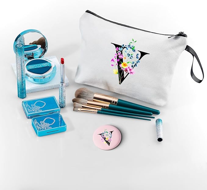 SEAMOON Mom Birthday Thank You Appreciation Gifts for Women Aunt Teacher Coworkers Bride Bridesmaid Monogrammed Travel Makeup Cosmetic Bag with Mirror Valentines Mothers Day Christmas Graduation V