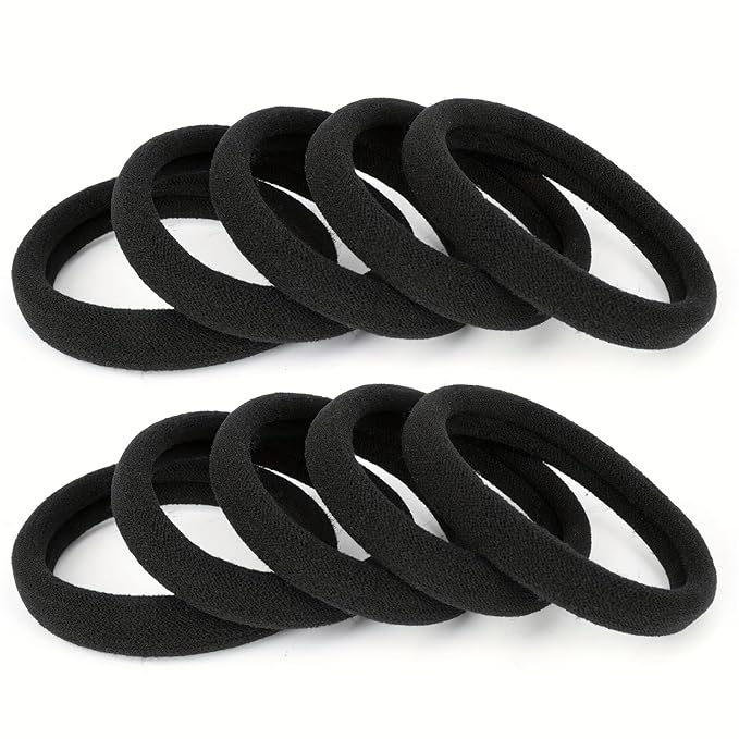 100Pcs Black Onyx Hair Ties – Soft Cotton Seamless Hair Elastics for Thick or Thin Hair, No Snag, Dent-Free, Break-Resistant, Sports & Daily Use, All Ages