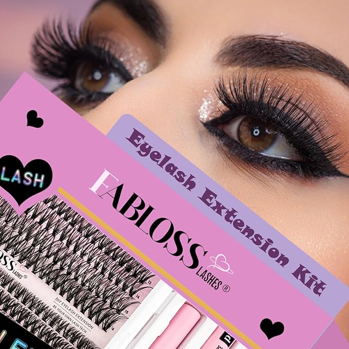Fablosslashes Lash Clusters 280Pcs Lash Clusters DIY Eyelash Extension Kit 30D+40D Individual Lashes Clusters Kit With Lash Bond And Seal, Lash Remover, Lash Tweezers(30D+40D, 9-16mm, Kit)