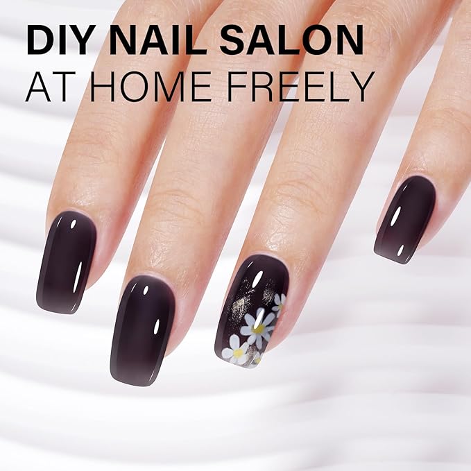 AILLSA Jelly Gel Nail Polish - Sheer Black Gel Polish Translucent Nails Gels Soak Off U V Gel Polishs Neutral Gel Polish for Nail Art Manicure DIY at Home 0.51 Fl Oz /GB48