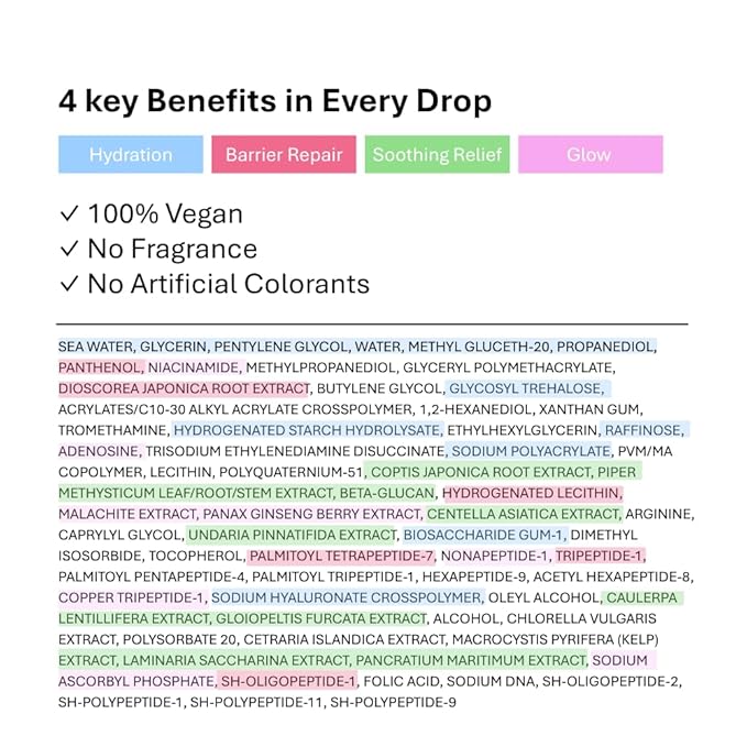 DEEPERCENT Bluewater Marine Barrier PDRN Serum – Dewy Skin Deep Hydration Long Lasting Moisture Hyaluronic Acid Niacinamide Fast Absorbing Barrier Repair Fragrance Free Korean Skincare (1.52 fl oz)