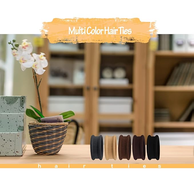 Thick Seamless Hair Ties, Hair Scrunchies Elastics Hair Bands Scrunchy Large Cotton Hair Tie Rope Ponytail Holders for Thick Heavy or Curly Hair Neutral Colors 20 PCS