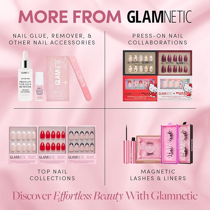 Glamnetic Press On Nails - Onyx Glaze | Short Round Black French Tip Fake Nails, Salon Quality French Manicure | 12 Sizes - 30 Nail Kit with Glue