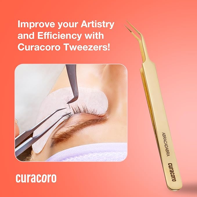Curacoro Lash Tweezer - Professional & Precision Fiber Tip Grip Lash Tweezers for Eyelash Extensions, Multi Shapes & Purposes Tweezers for Volume, Isolation & Classic Lashes (Silver, Fan-lash-tic)