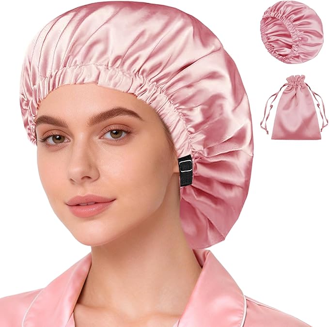Satin Bonnet 2Pcs Silk Bonnet Hair Bonnets For Sleeping Silky Soft Sleep Cap Womens Night Curly Natural Hair Caps