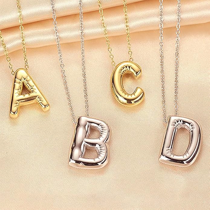 PANSHI Gold Initial Necklaces Gifts for Teen Girls Women Girlfriend Teen Girl Gifts Trendy Stuff Layered Bubble Letter Necklace Gold Jewelry Birthday Gift