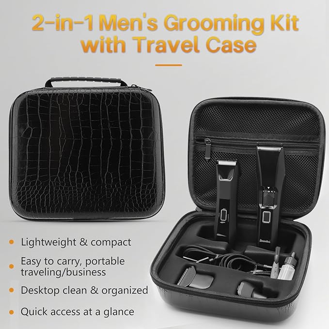Beatslm Manscape Beard Trimmer for Men, Groin & Body Hair Trimmer, Ball Shaver, Nose Hair Clippers, All-in-One IPX7 Waterproof Men's Wet/Dry Groomer Kit, Rechargeable with Travel Case, LED Display