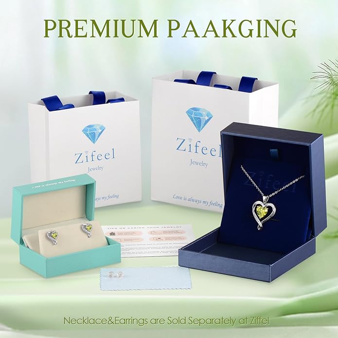 Zifeel Earrings for Women, S925 Sterling Silver Rose Gold Birthstone Heart Studs Earring for Girlfriend Wife, Anniversary Birthday Christmas Valentines Mothers Day Gifts Jewelry for Women Wife Her Mom
