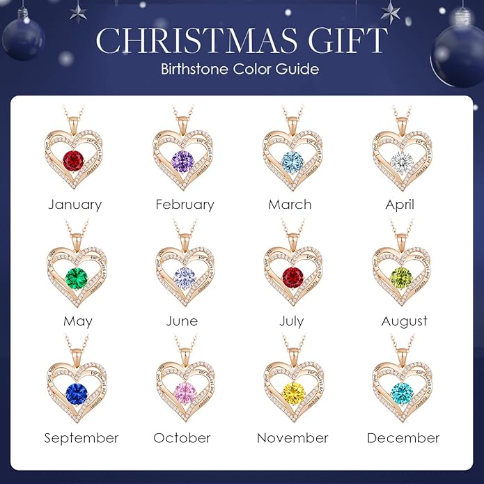 CDE Forever Love Heart Necklaces for Women, Wedding Anniversary, Birthday Mothers Day Christmas Day Gifts for Mom, Mother, Wife, friend, S925 Silver Jewelry with Birthstone Pendant