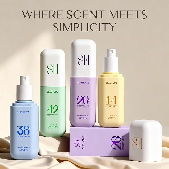 slashome Hair Perfume for Women, Alcohol-Free Vanilla Cream Hair & Body Mist, Lightweight Long-Lasting Fragrance for Hair, Wigs, Body & Fabric, Birthday & Valentine’s Day Gift, 100ml / 3.38 fl oz