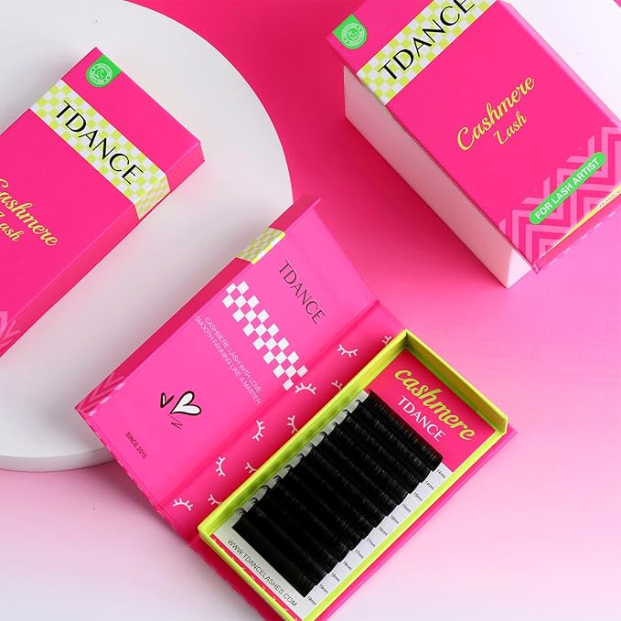 TDANCE Cashmere Lash Extensions Super Soft Classic Lash Extension 0.03mm Thickness CC Curl Single Length 18mm Individual Volume Lash Extensions for Professional Salon Use(0.03-CC,18mm)