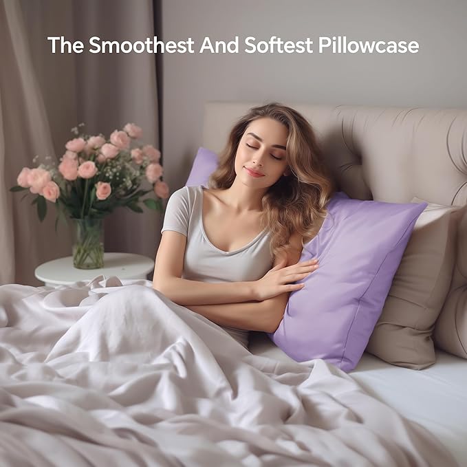 INFIIXSO Mulberry Silk Pillowcase for Hair and Skin, Silk Pillow Cases Queen Size with Hidden Zipper 20x30 Inches, Extraordinary Smooth and Soft Cooling Pillow Cases for Hot Sleepers(Lavender, 1 Pack)