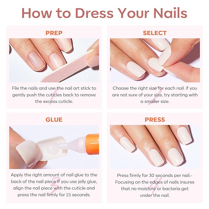 modelones Black French Tip Press On Nails, Short Oval Fake Nails Press Ons with Nail Glue, Adhesive Tabs, Nail File, Prep Pad, Manicure Stick, 32Pcs 16 Sizes