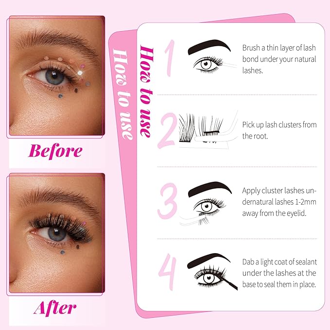 Lash Clusters Kit 300pcs 70D+90D DIY Individual Lashes Extension Kit Cluster Eyelash Extensions with Lashes Clusters Bond and Seal Eyelash Remover Lashes Applicator Tool at Home(D-Mix10-18mm)