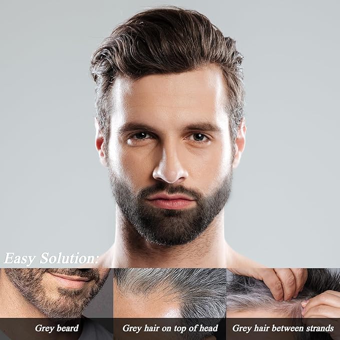 KGAJSGH Beard Touch-Up for Men, Instant Gray Hair Cover Stick, Built-In Comb for Seamless Blending, Cream Concealer, Quick Temporary Cover