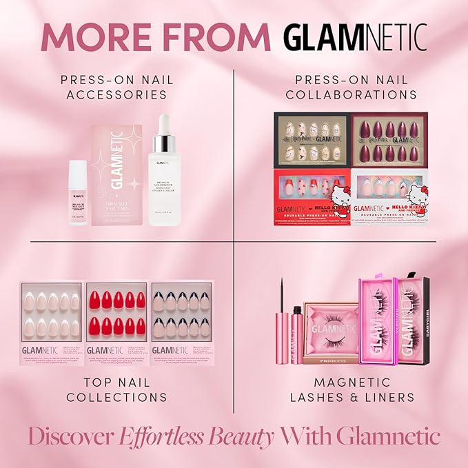 Glamnetic Press On Nails - Winter Storm | Semi-Transparent Short Almond Nails, Salon Quality | 15 Sizes - 30 Nail Kit