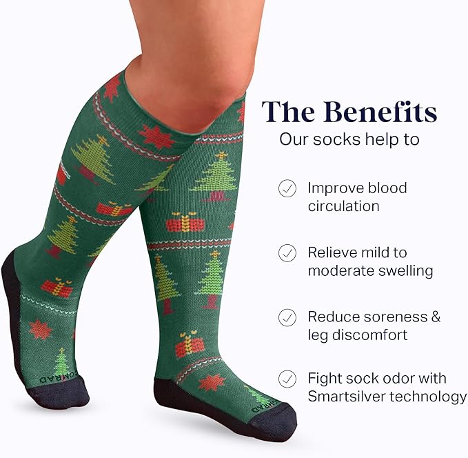 Comrad Nylon Knee High Socks - 15-20mmHg Graduated Compression Socks - Soft & Breathable Support Unisex Socks