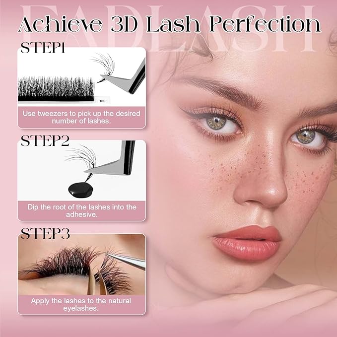 FADLASH Fluffy Easy Fan Lash Extension 3D Effect Rapid Volume Three Layers Easy Fan 2D~10D Eyelash Extensions Automatic Blooming Easy Fan Lashes D Curl (0.05D 9-13mm Mixed)