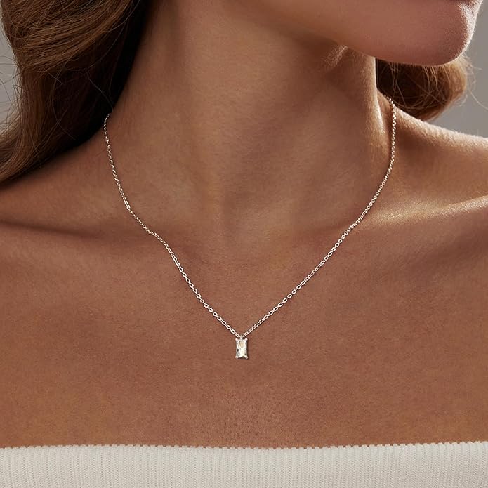 Luxval Diamond Pendant Gold Necklace for Women,Dainty 18k Gold Plated Choker Necklaces Simple Gold Jewelry Gifts for Women Girls