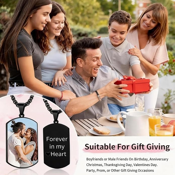CLYLIFE Picture Necklace Personalized Photo,Custom Disc/Heart Pendant for Men Women Dad Mom Customized Necklace with Chain Photos Memorial Gifts for Mother's Day, Birthday, Anniversary