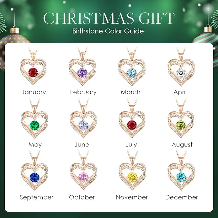 CDE Forever Love Heart Necklaces for Women, Wedding Anniversary, Birthday Mothers Day Christmas Day Gifts for Mom, Mother, Wife, friend, S925 Silver Jewelry with Birthstone Pendant