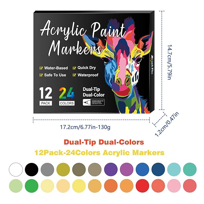 Nail Art Pens 24 Colors Nail Art Pens Set, Nail Art Markers Dual Tip Nail Polish Pens Drawing Painting Pen for Home Salon, Quickly Dry Nail Art Nail Markers DIY Decoration for Women Girls