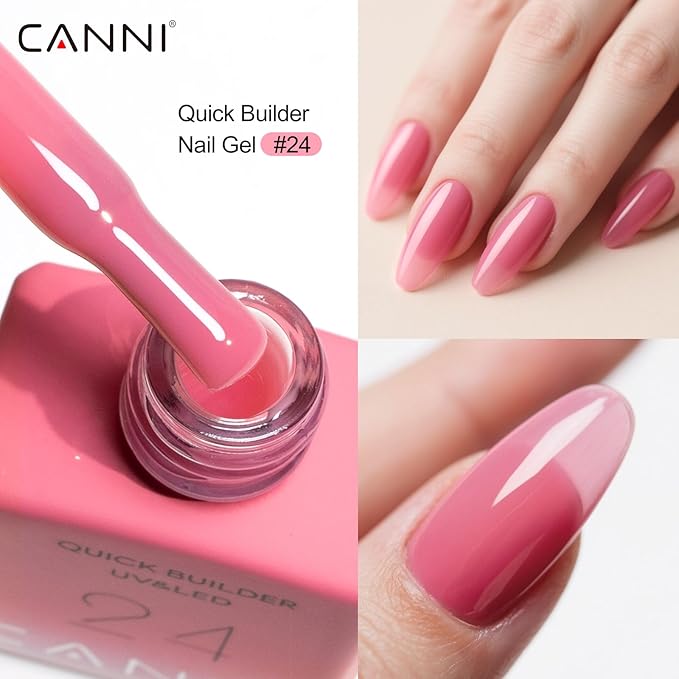 CANNI 6 Pcs 9 Ml Nude Pink Quick Builder Nail Gel Polish Set- Jelly Pink Builder for Nails Strengthener Gel Thickening Extension for Beginners DIY Home Salon Manicure