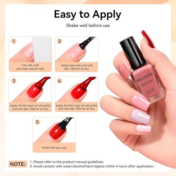 Nailshion Nude Gray Nail Polish Set Neutral 16 Colors with Base Top Coat Remover Pads, Nude Brown Burgundy Dusty Rose Fast Dry Fingernail Polish Set, Non-Gel, Nail Art Gift for Women Girls