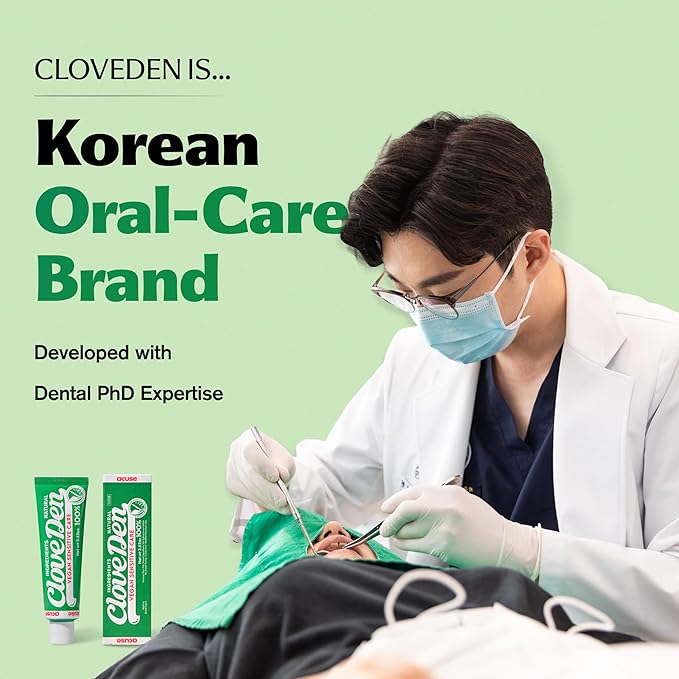 CloveDen Vegan Fluoride Toothpaste for Sensitive Teeth – Potassium Nitrate & Hydroxyapatite Enamel Support, Anti-Plaque Gum Care, Sensitivity Relief Formula, SLS-Free, Clove Mint, 3.52oz / 100g