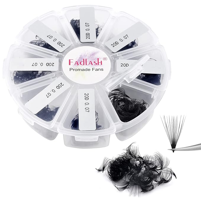 Lash Extension 1000 20D Mixed Premade Fans Eyelash Extensions D Curl Promades Eyelash Volume Lash Extensions Loose Fans Pre Made Volume Lashes Pointed Base (20D-0.07D, 15-20mm)